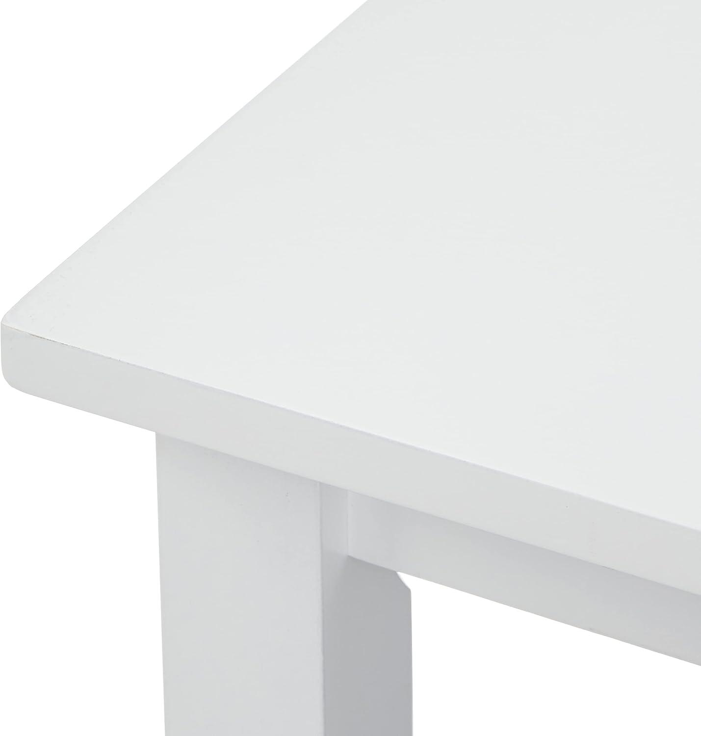 Buylateral Shaker Rectangular Dining Table White: Transitional Style, Rubberwood, 4-Seat