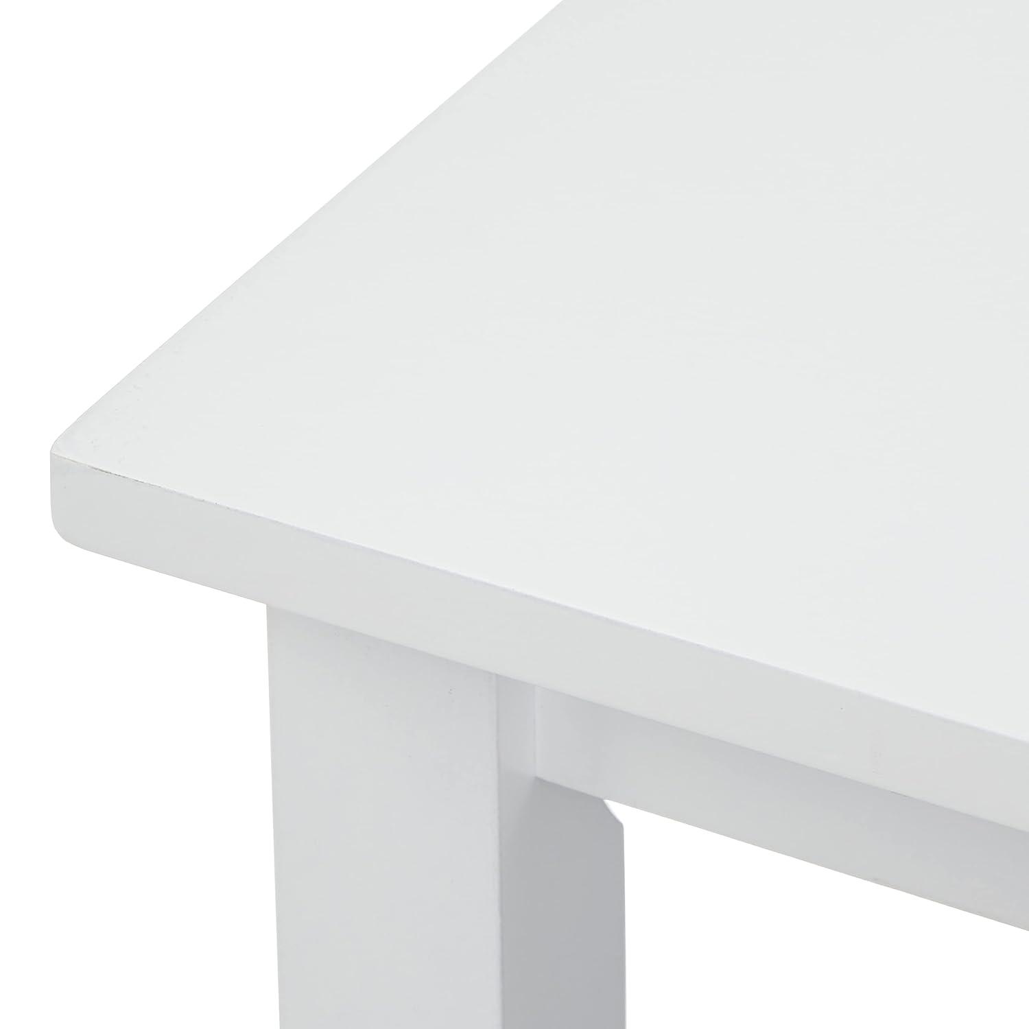 Buylateral Shaker Rectangular Dining Table White: Transitional Style, Rubberwood, 4-Seat