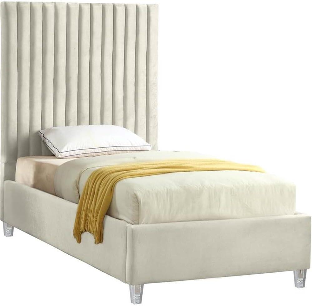Meridian Furniture Candace Cream Velvet Full Bed