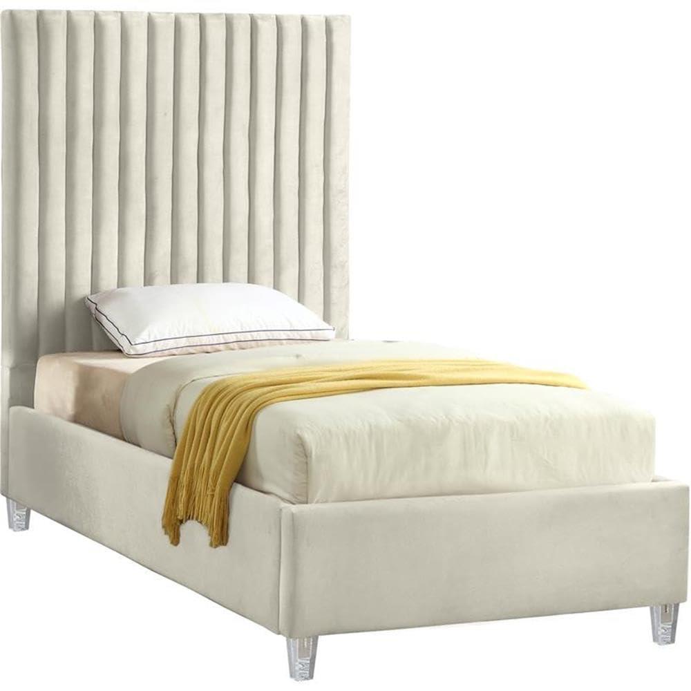 Meridian Furniture Candace Cream Velvet Full Bed