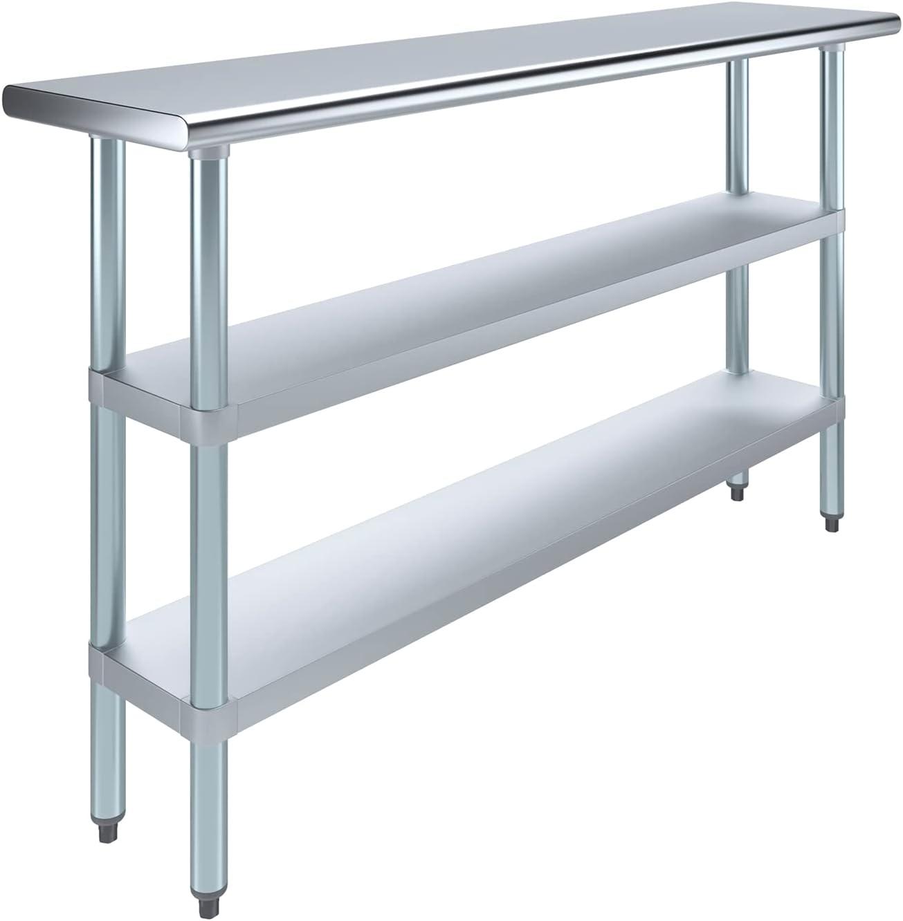 Amgood Stainless Steel Work Table with 2 Shelves