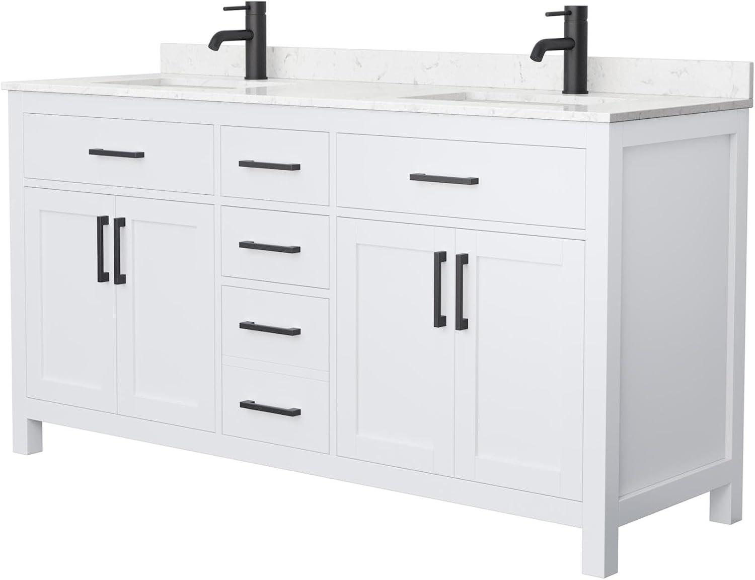 Beckett 66" Freestanding Double Bathroom Vanity with Cultured Marble Top