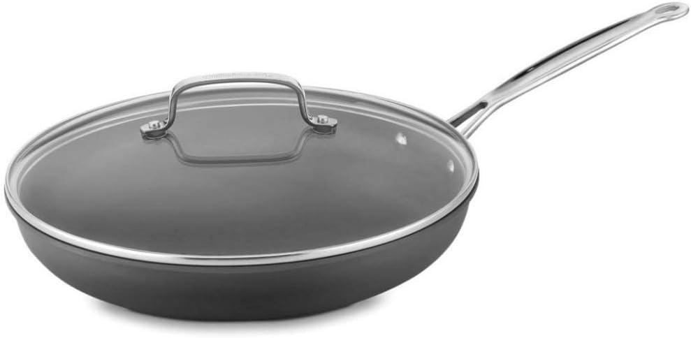 12" Black Aluminum Nonstick Skillet with Glass Lid