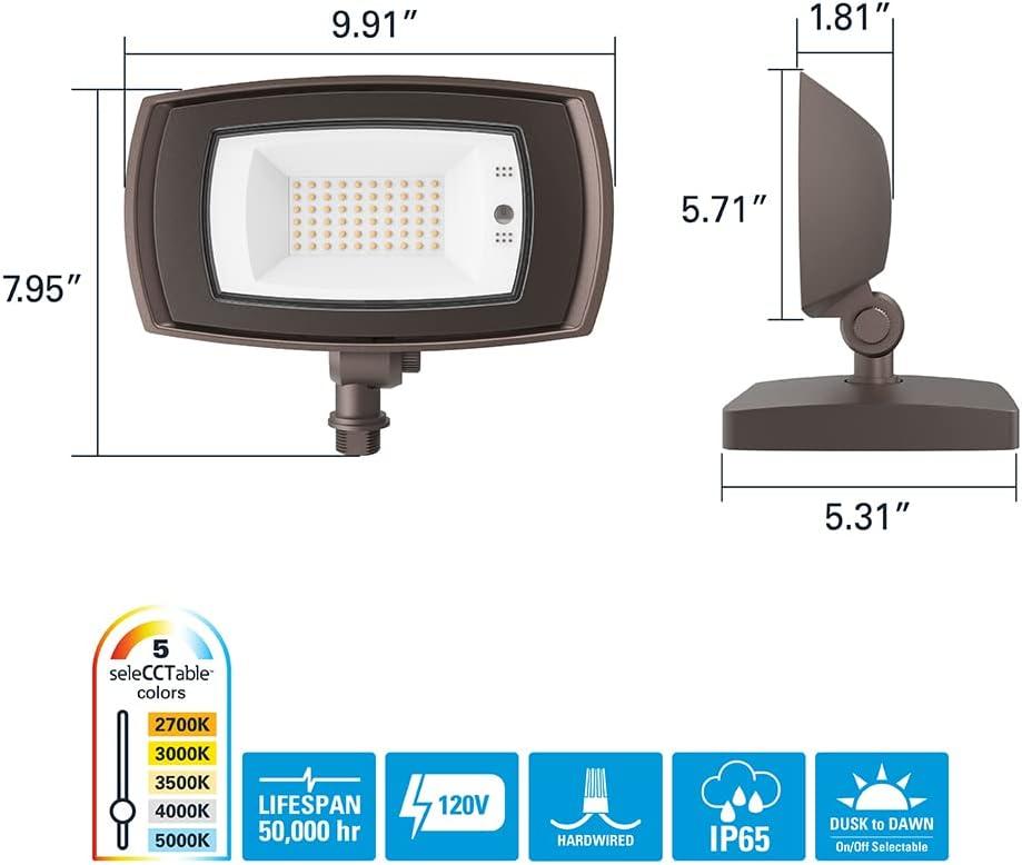 Bronze Outdoor Integrated LED Floodlight with Remote Control