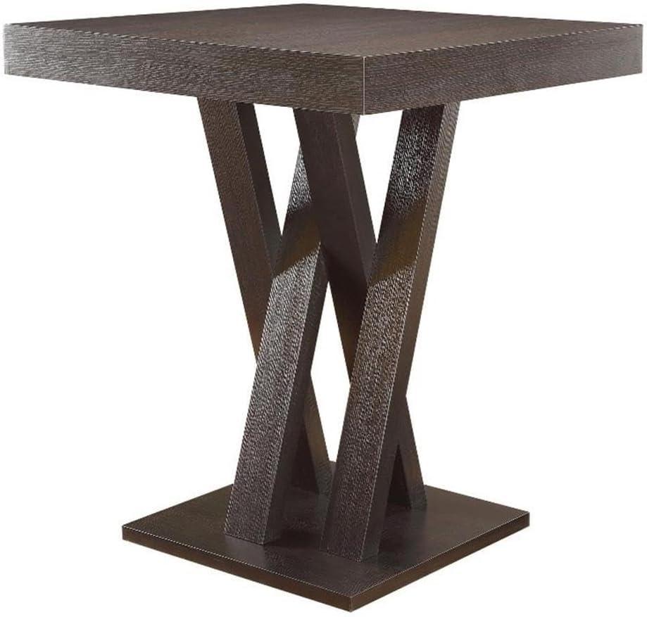 Coaster Modern Wood Square Criss Cross Base Pub Table in Cappuccino