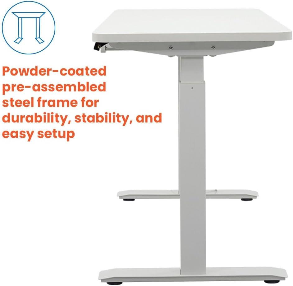 Motionwise White Electric Height Adjustable Standing Desk, 24”x48", Height Adjustable 28"-48" with 4 pre-set height adjustments and USB Charge Port, Multiple Colors