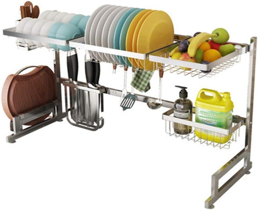 Stainless Steel Over-Sink Dish Drying Rack with Utensil Holder