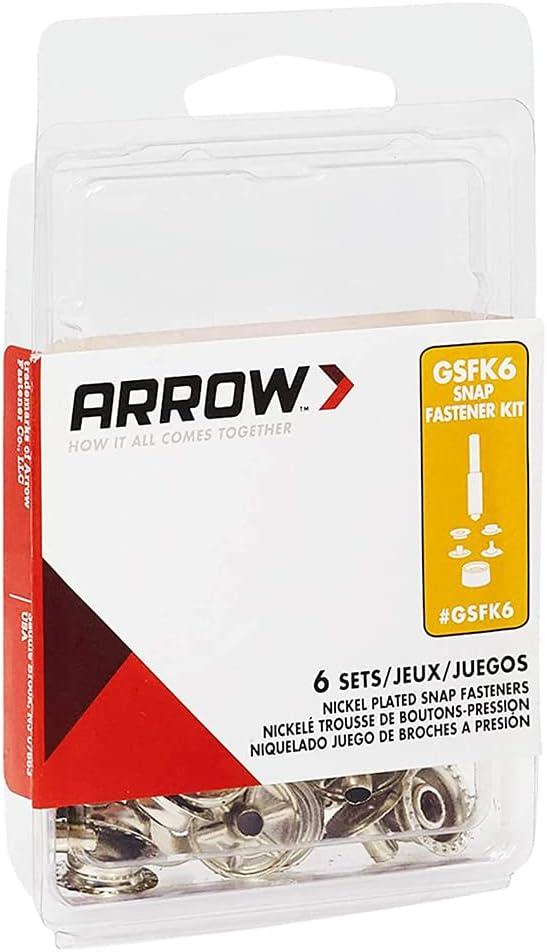 Arrow GSFK6 3/8" & 1/2", Screw Snap Fastener Kit, Brass Construction, 6-Pack
