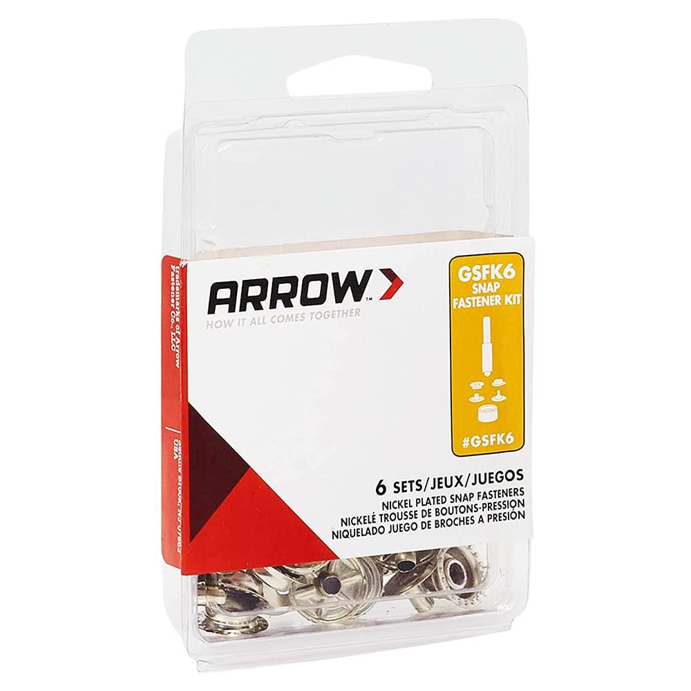 Arrow GSFK6 3/8" & 1/2", Screw Snap Fastener Kit, Brass Construction, 6-Pack
