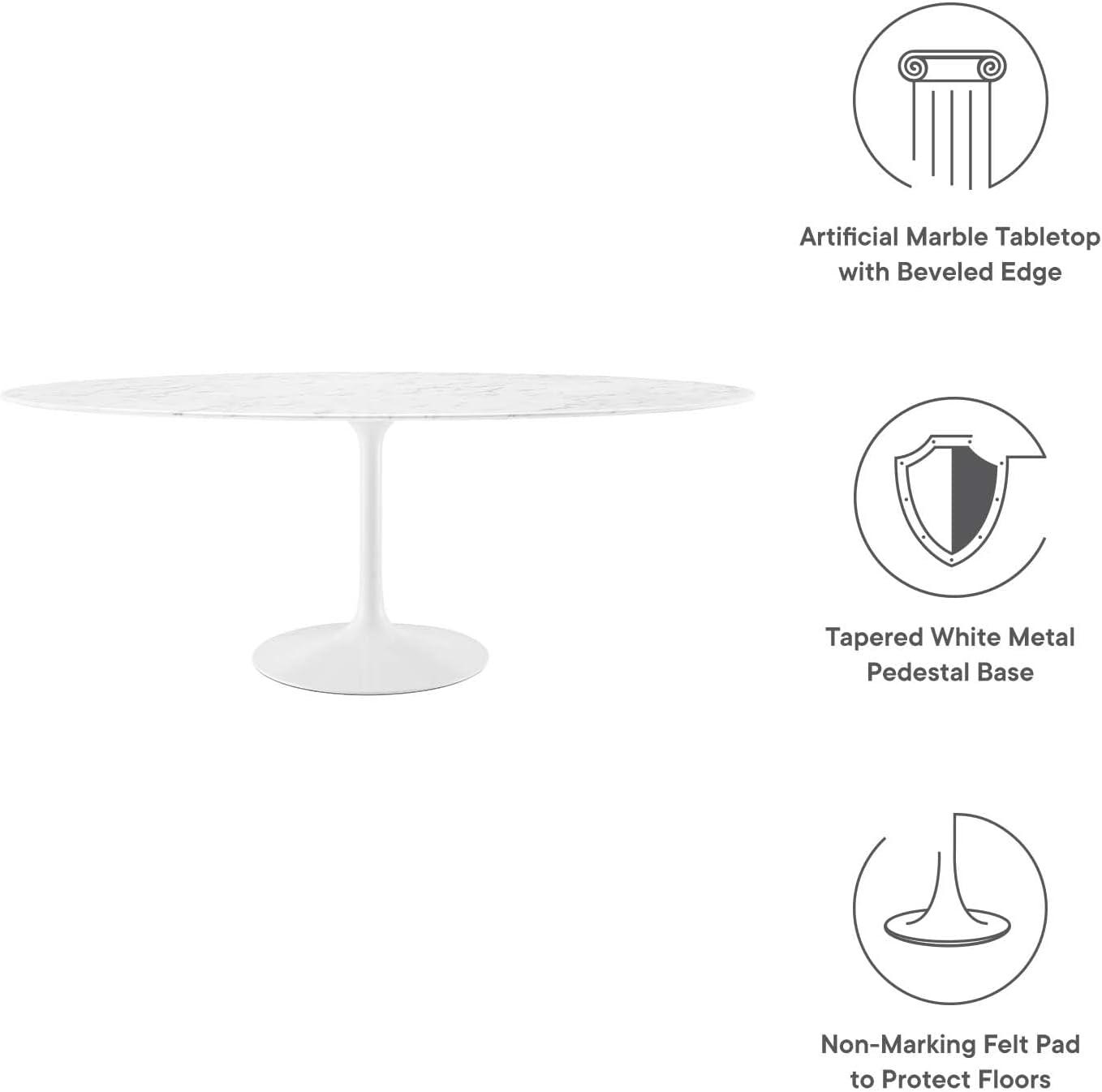 Modway Lippa Oval Artificial Marble Dining Table