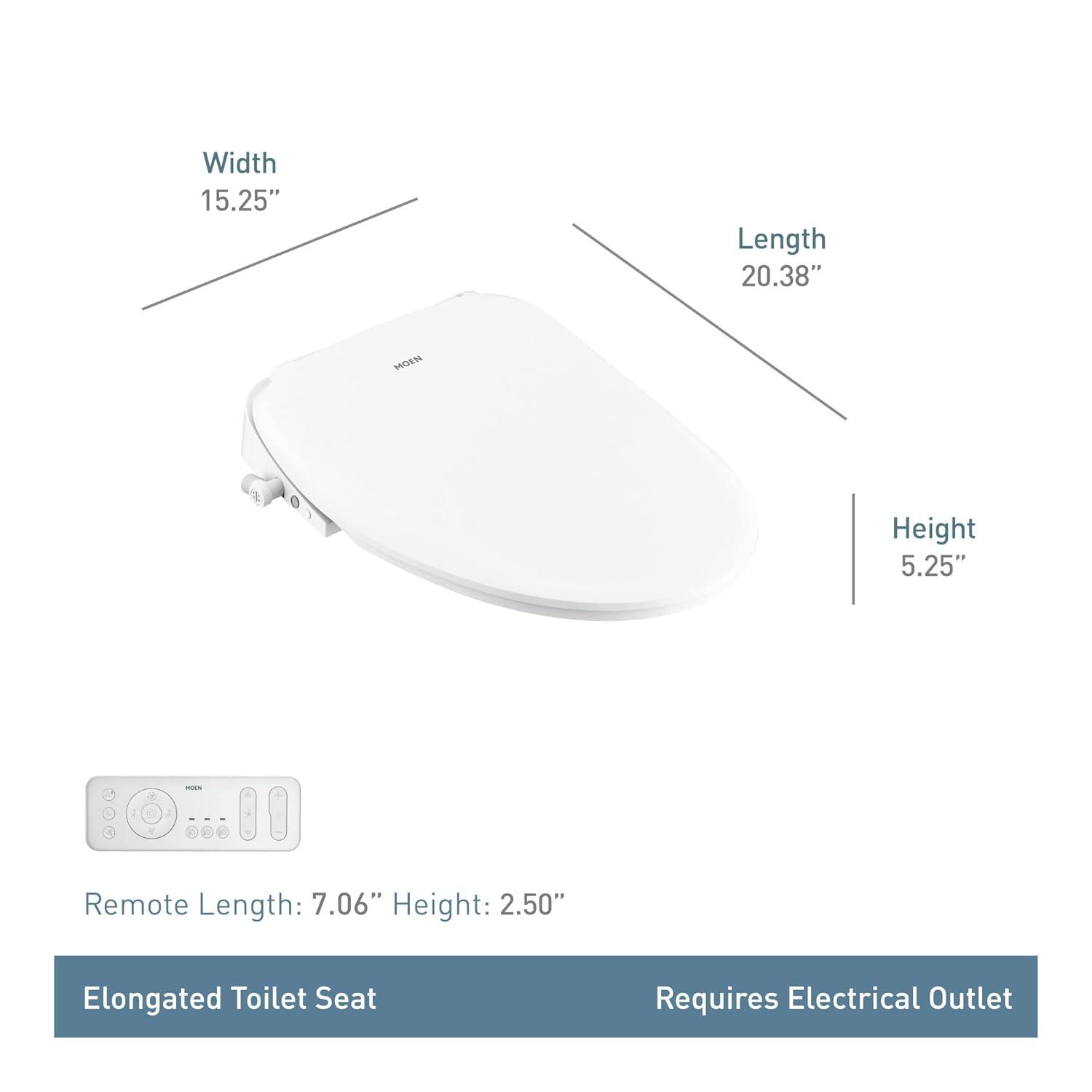 Moen EB2100-E 5-Series Premium Electronic Bidet Seat for Elongated Toilets with Remote