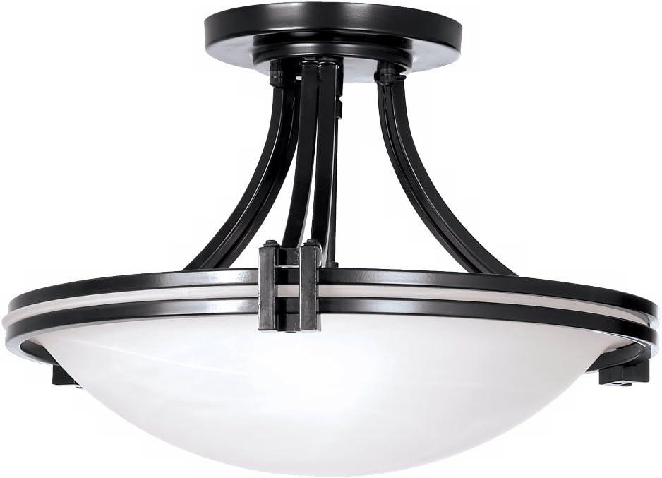 Possini Euro Design Deco Modern Ceiling Light Semi Flush Mount Fixture 16" Wide Oil Rubbed Bronze 2-Light Marbleized Glass Bowl for Bedroom Kitchen