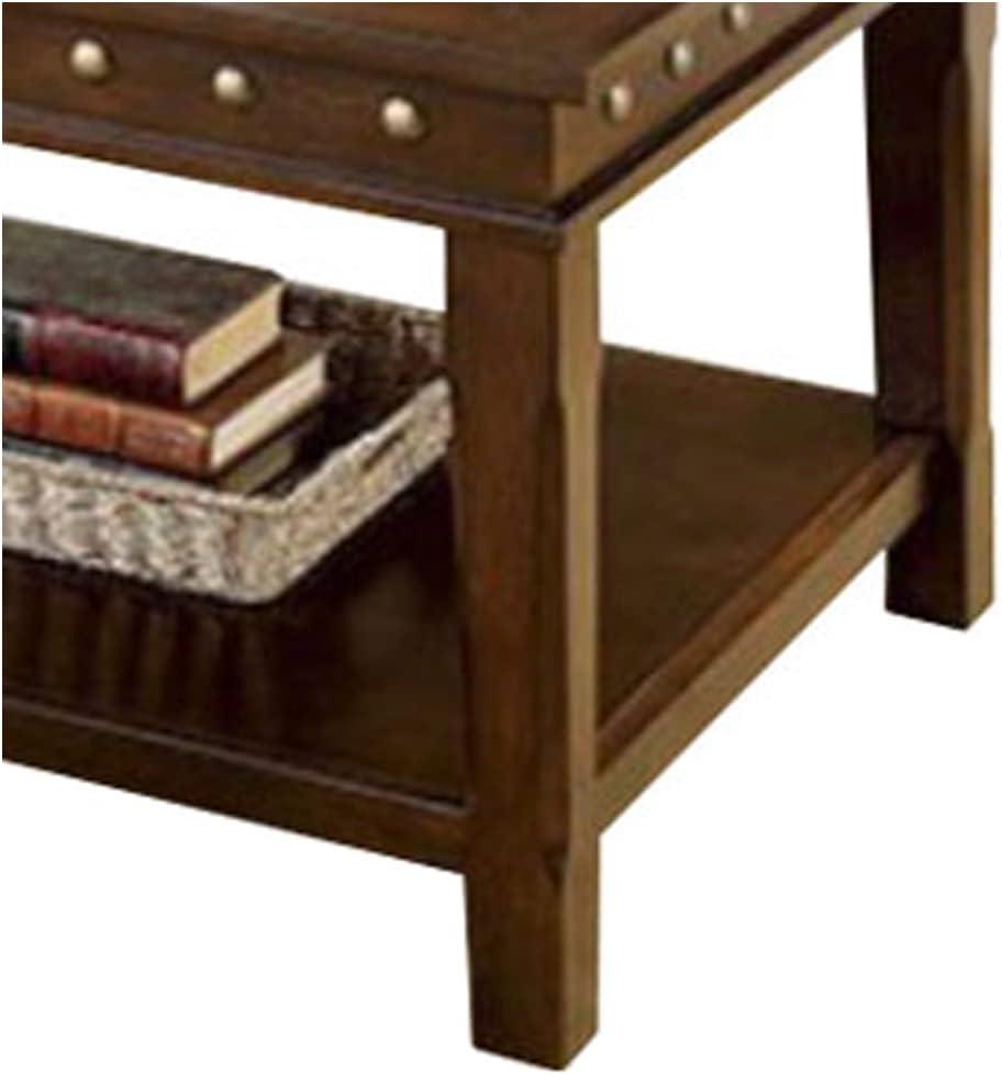 Benjara 26" 3-piece Solid Wood Coffee and End Tables with Nailhead Trim in Brown