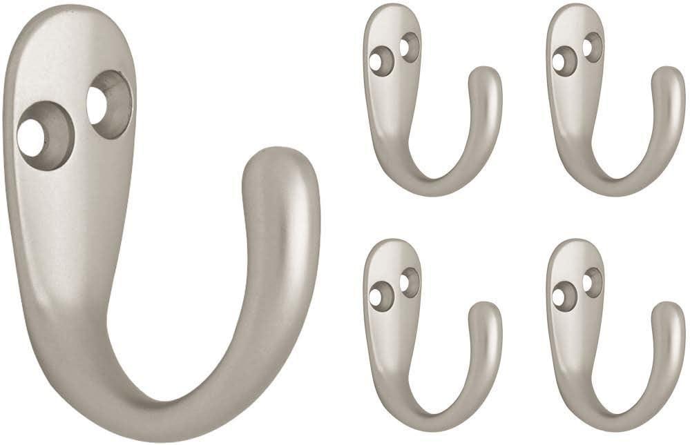 Matte Nickel Single Prong Wall Hook Set