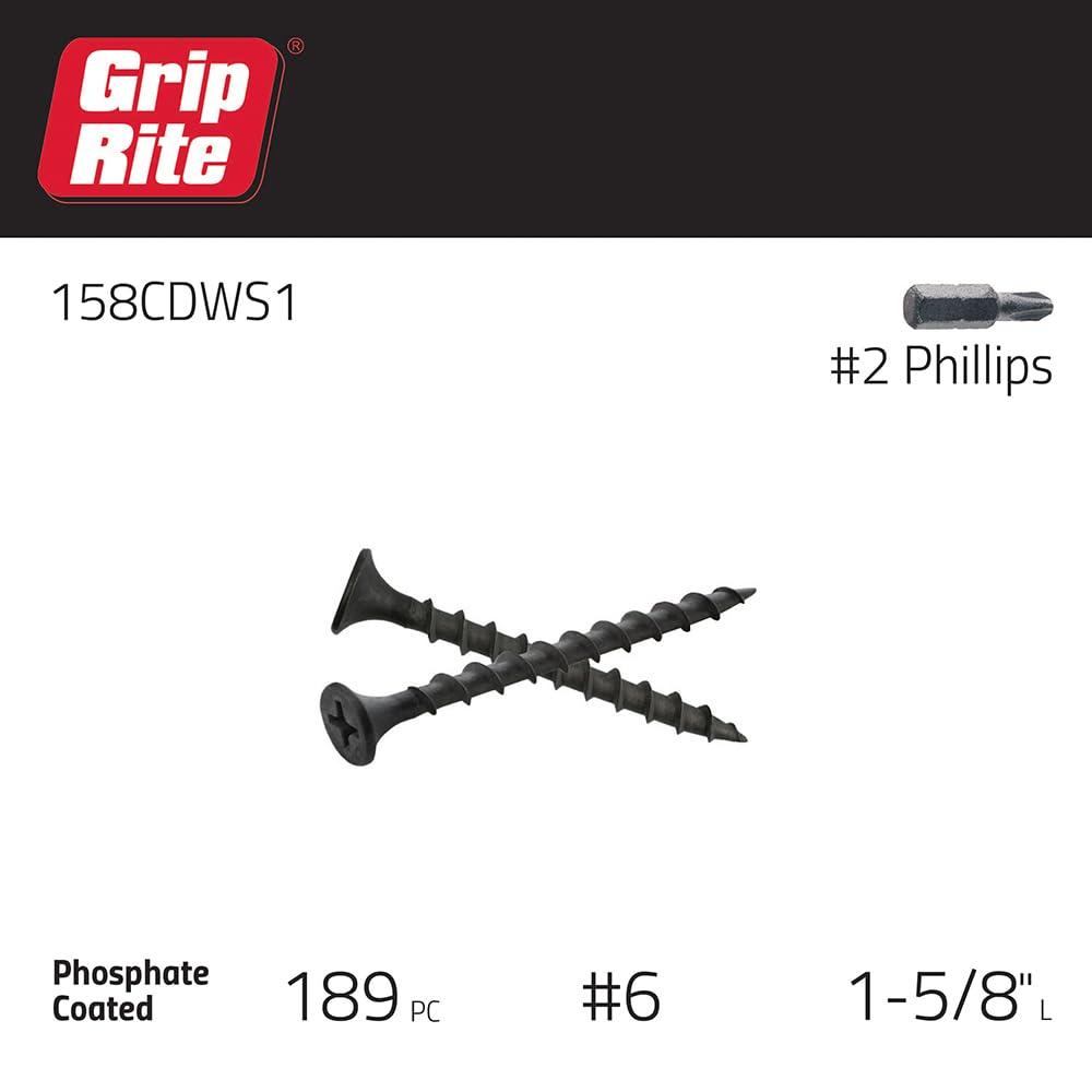 Grip-Rite No. 6 X 1-5/8 in. L Phillips Drywall Screws 1 lb 200 pk