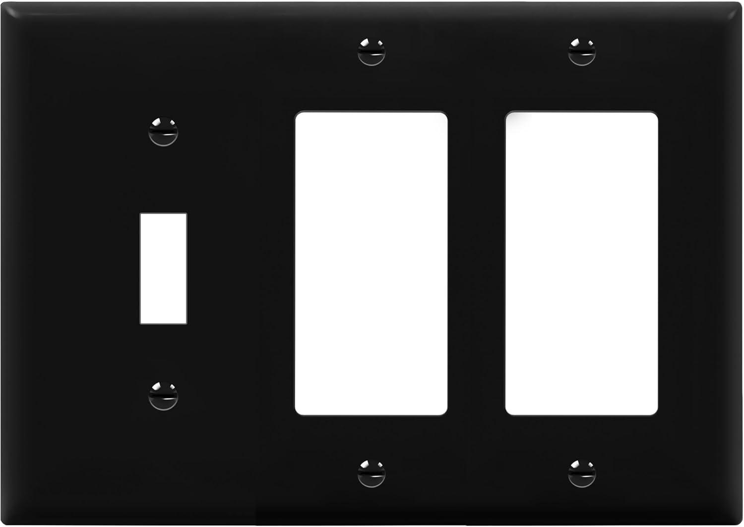 Black Glossy Triple Gang Polycarbonate Wall Plate