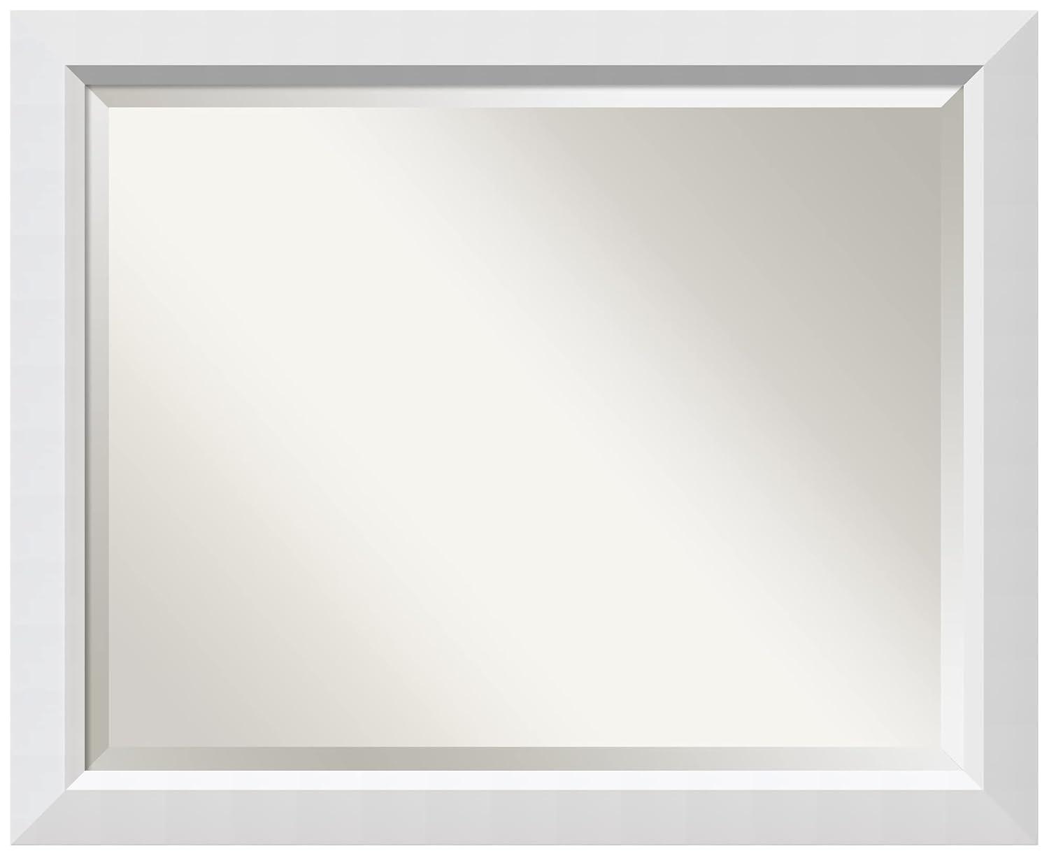 Amanti Art Blanco White Beveled Wood Wall Mirror 26.25 x 32.25 in.