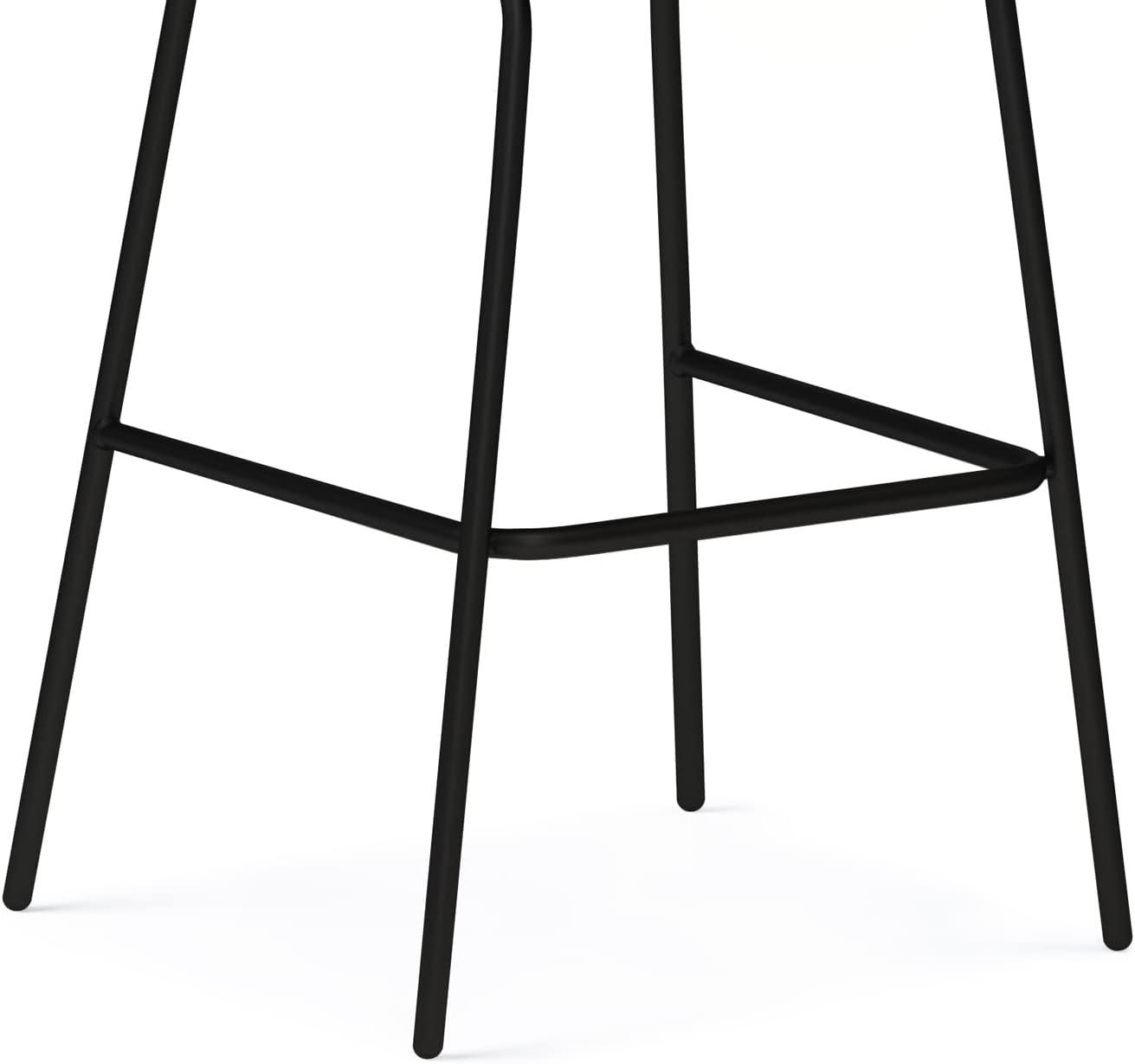 Simpli Home Jolie Upholstered Vegan Faux Leather Contemporary Counter Stool with Padded Bucket Seat and Footrest (Set of 2)