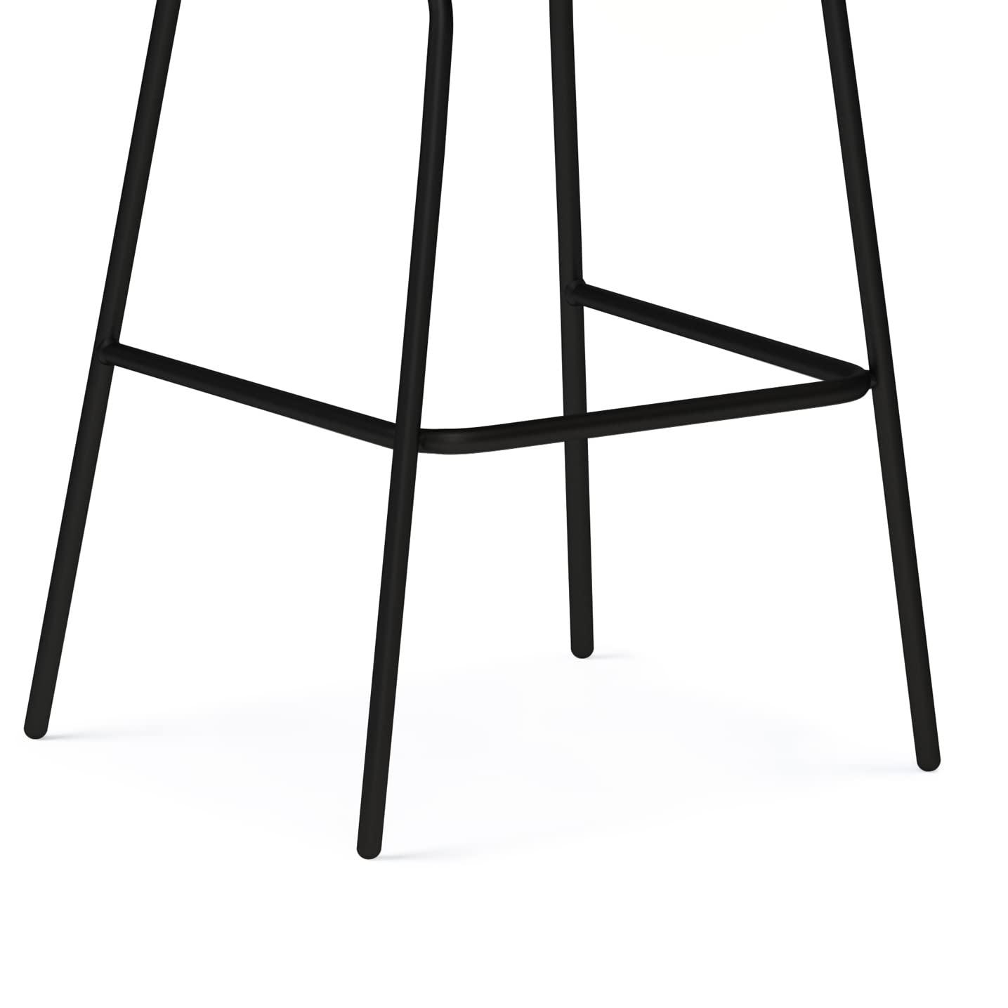 Simpli Home Jolie Upholstered Vegan Faux Leather Contemporary Counter Stool with Padded Bucket Seat and Footrest (Set of 2)