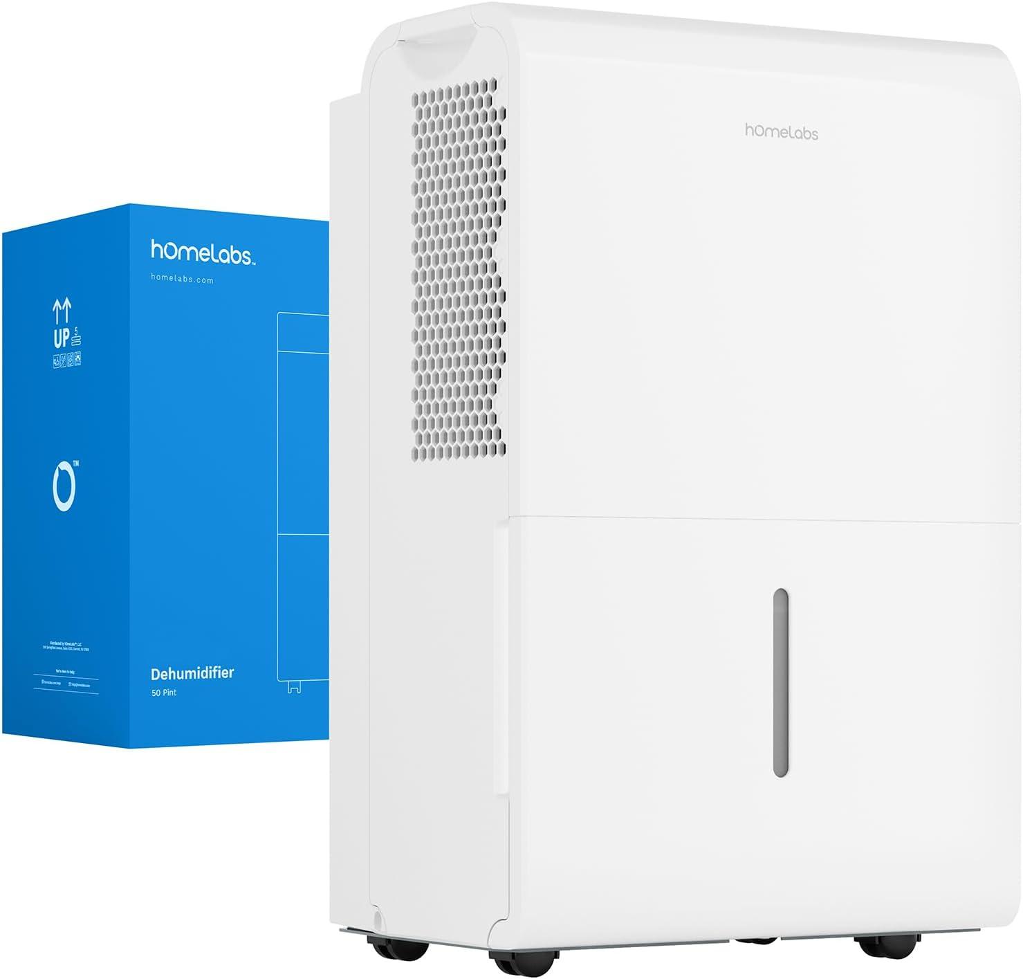 hOmeLabs hOmeLabs 50 Pint Wi-Fi Dehumidifier for up to 7,000 Sq Ft Rooms (MAX 120 Pint at 95°F, 90% RH) – Powerful Humidity Control for Large Rooms and Basements