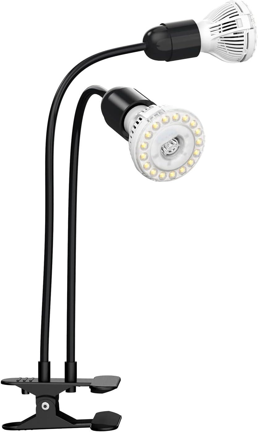 SANSI LED Grow Lights for Indoor Plants, Lifetime Free Bulb Replacement, 300W Full Spectrum Dual Gooseneck Clip Plant Grow Light with Optical Lens for High PPFD Growing Power Lamp