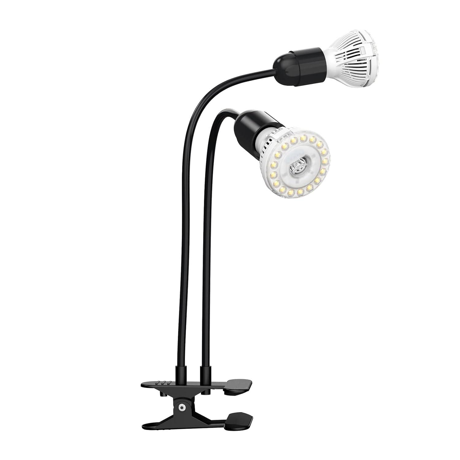 SANSI LED Grow Lights for Indoor Plants, Lifetime Free Bulb Replacement, 300W Full Spectrum Dual Gooseneck Clip Plant Grow Light with Optical Lens for High PPFD Growing Power Lamp