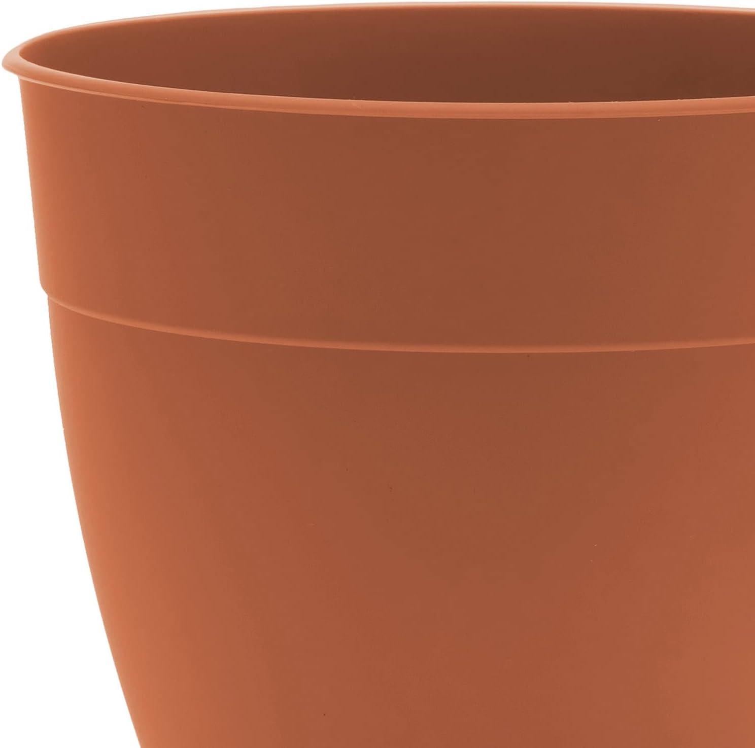 Bloem Dayton Planter With Saucer: 12" - Terra Cotta - 100% Recycled Plastic Pot, Removable Saucer, Elevated Feet, For Indoor and Outdoor Use, Gardening, 3 Gallon Capacity