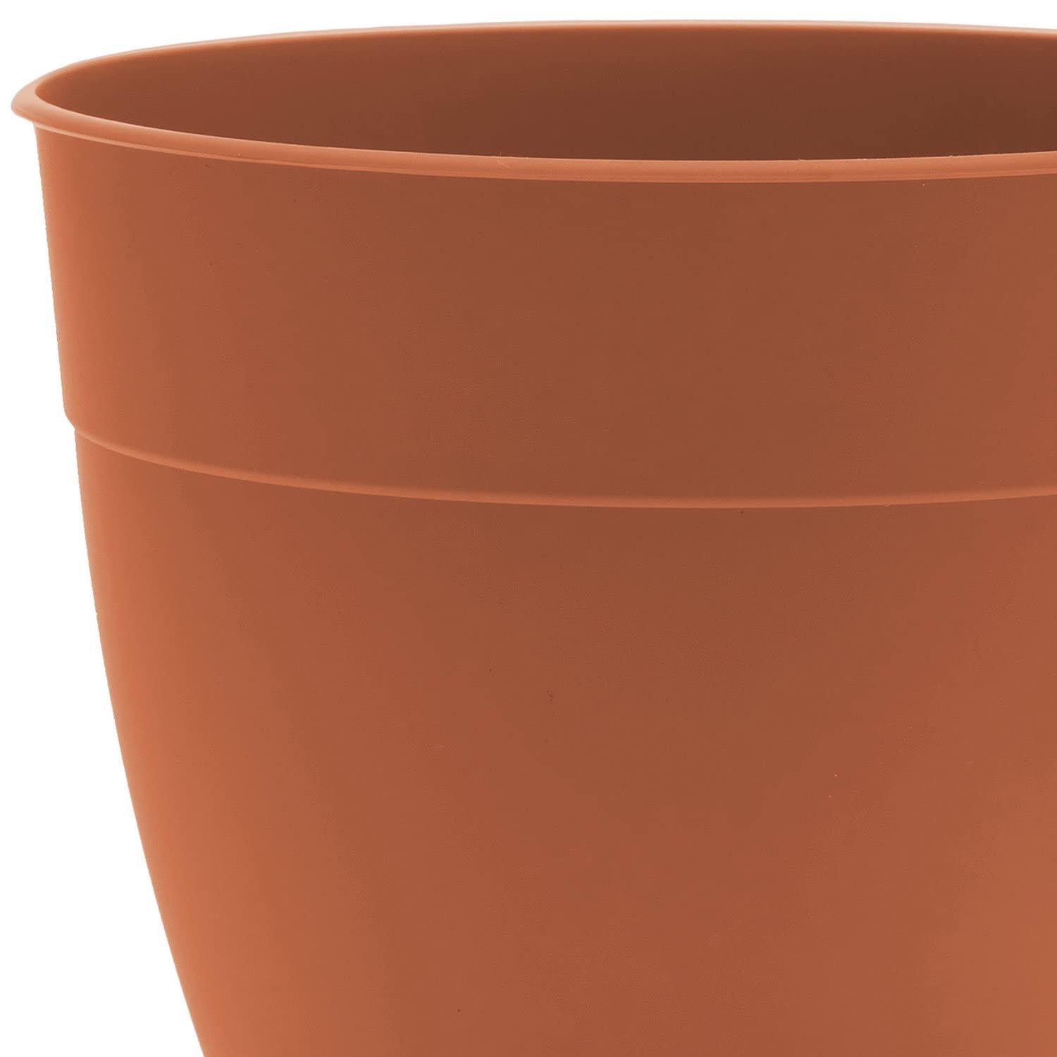 Bloem Dayton Planter With Saucer: 12" - Terra Cotta - 100% Recycled Plastic Pot, Removable Saucer, Elevated Feet, For Indoor and Outdoor Use, Gardening, 3 Gallon Capacity