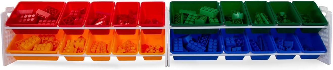 UNiPLAY Toy Organizer With 20 Removable Storage Bins and Block Play Panel, Multi-Size Bin Organizer