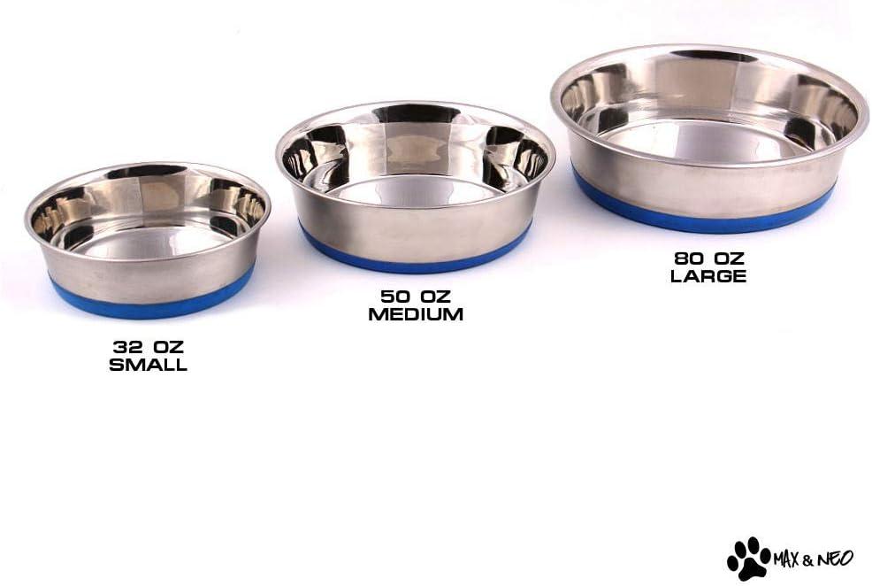 Medium Stainless Steel Non-Skid Dog Bowl with Rubber Bottom