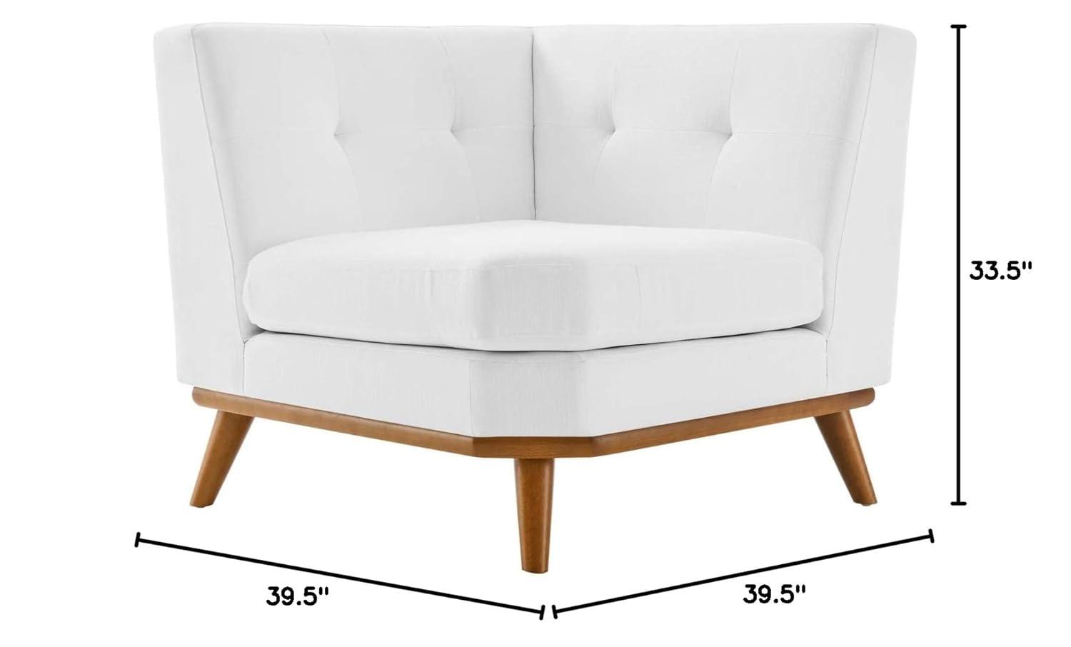 Modway Engage Upholstered Fabric and Wood Corner Chair in White