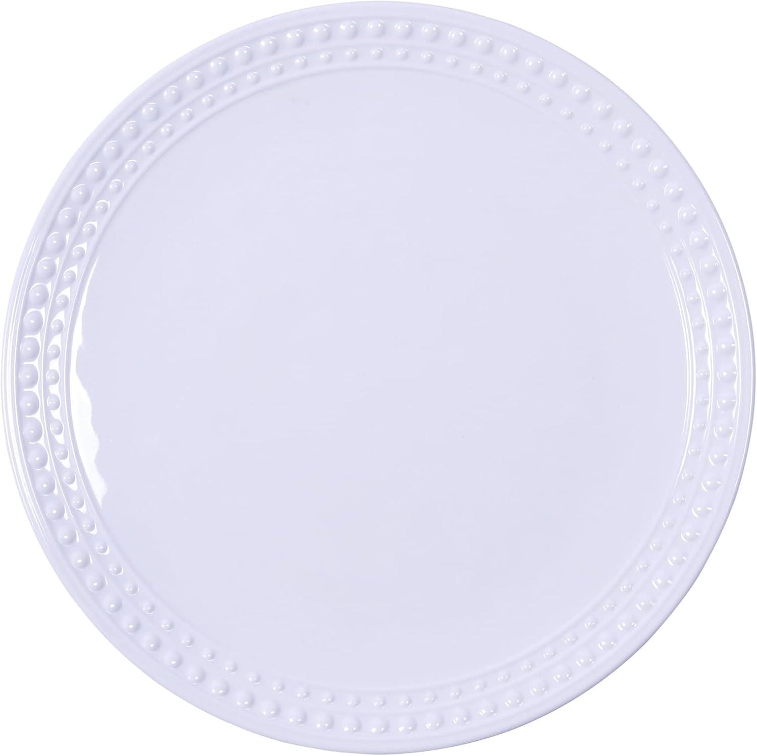 White Round Melamine Dinner Plates Set, 11 Inch, 6-Piece