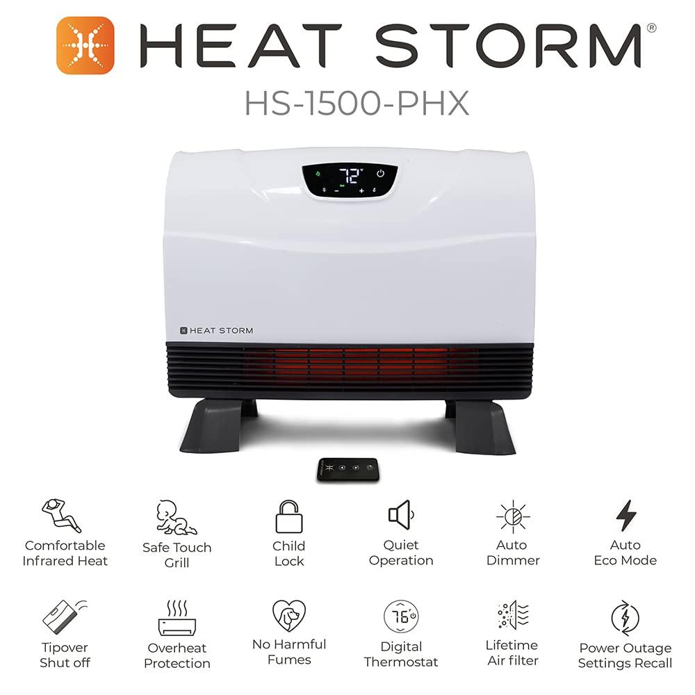 Heat Storm Heat Storm 1500 Watt Infrared WiFi enabled, wall mount  electric space heater with digital thermostat, remote - Smart Line