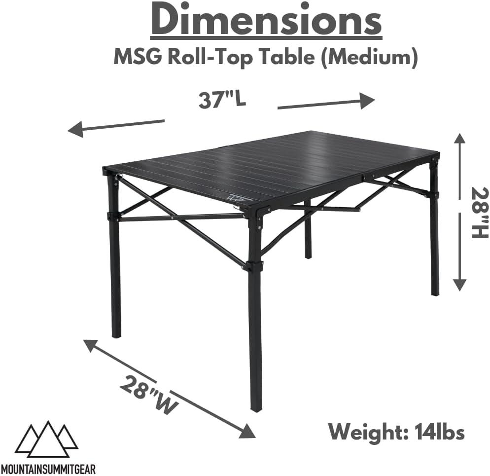 Medium Black Aluminum Roll-Top Camping Table