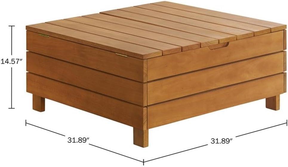 Alaterre Furniture Barton Eucalyptus Wood Outdoor Coffee Table with Storage Brown