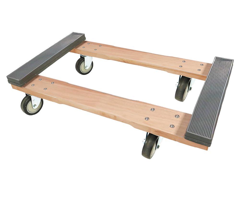 19" x 32" Carpeted Furniture Dolly 4 Wheels 1000 lbs. - Hardwood and Plywood Piano Moving Office Dolly with 3.5" x 4" Swivel Casters Mover