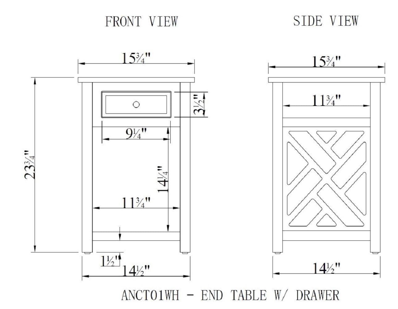 Alaterre Furniture Coventry Indoor Modern Storage Wood Square End Table, Gray
