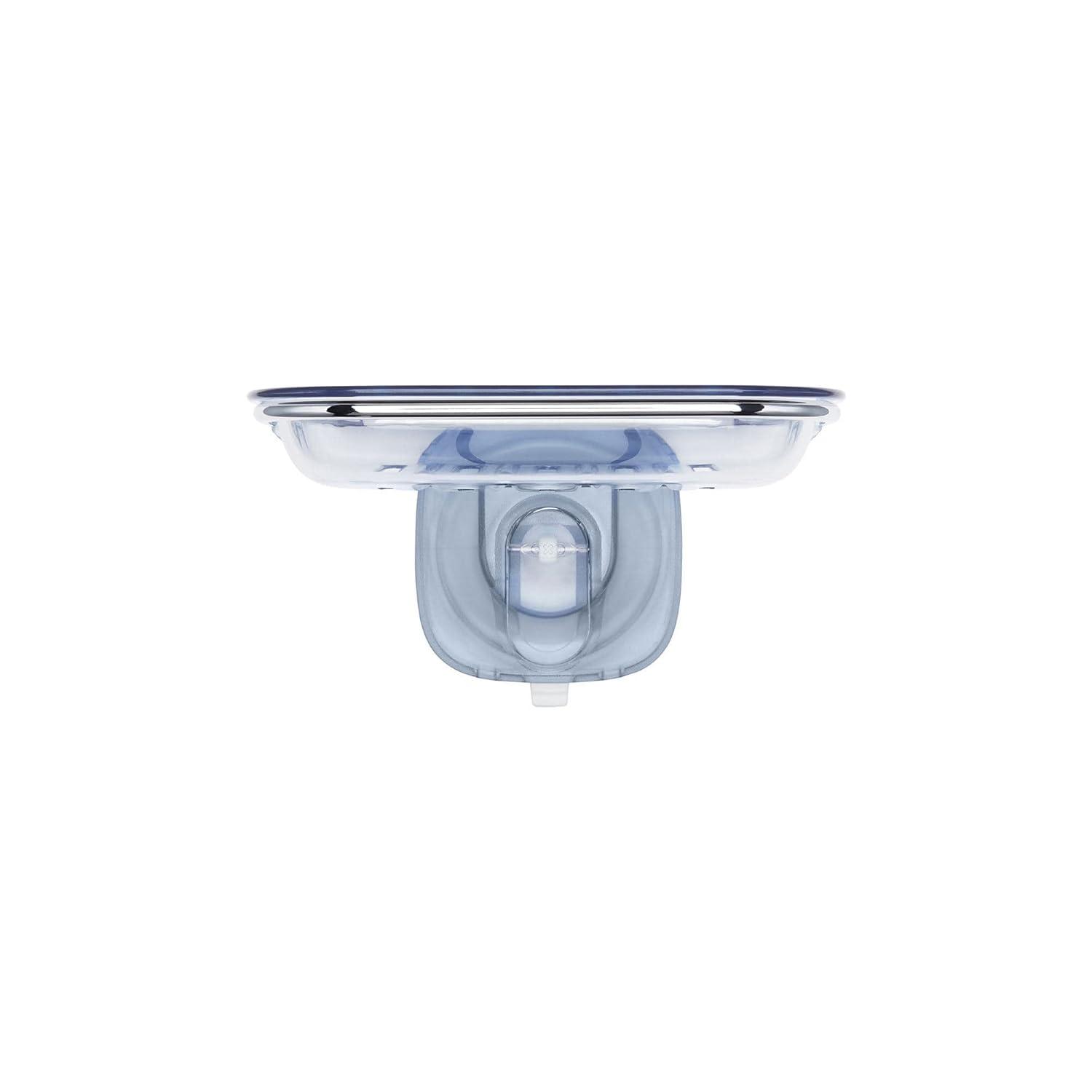 Clear Suction Cup Ceramic Soap Dish with Drainage Slots