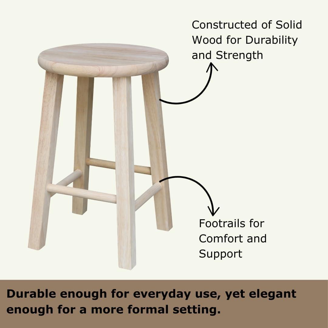 Round Top Barstool Unfinished - International Concepts