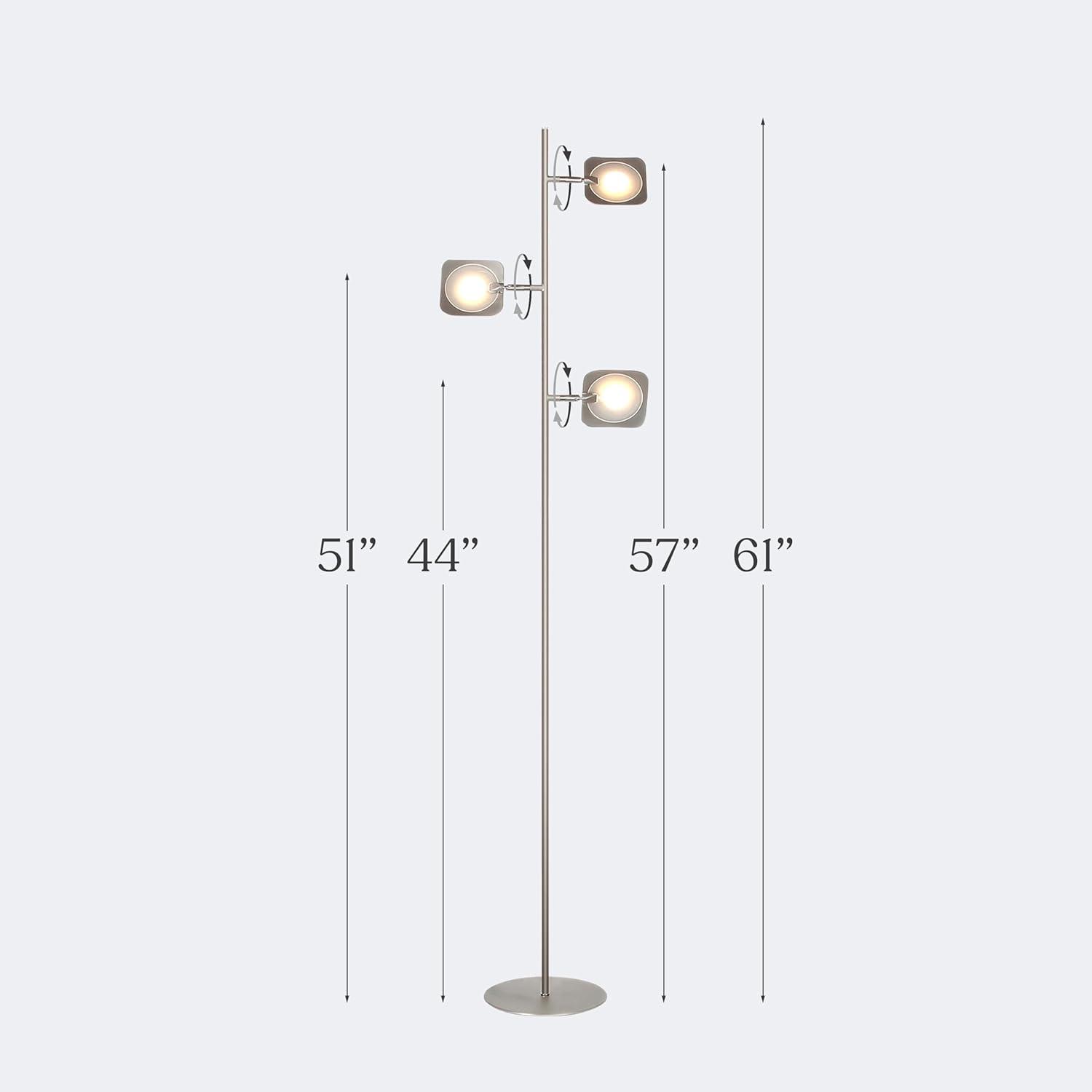 Tree 60 in. Industrial 3-Light 3-Way Dimming LED Floor Lamp with 3 Adjustable Spot Lights