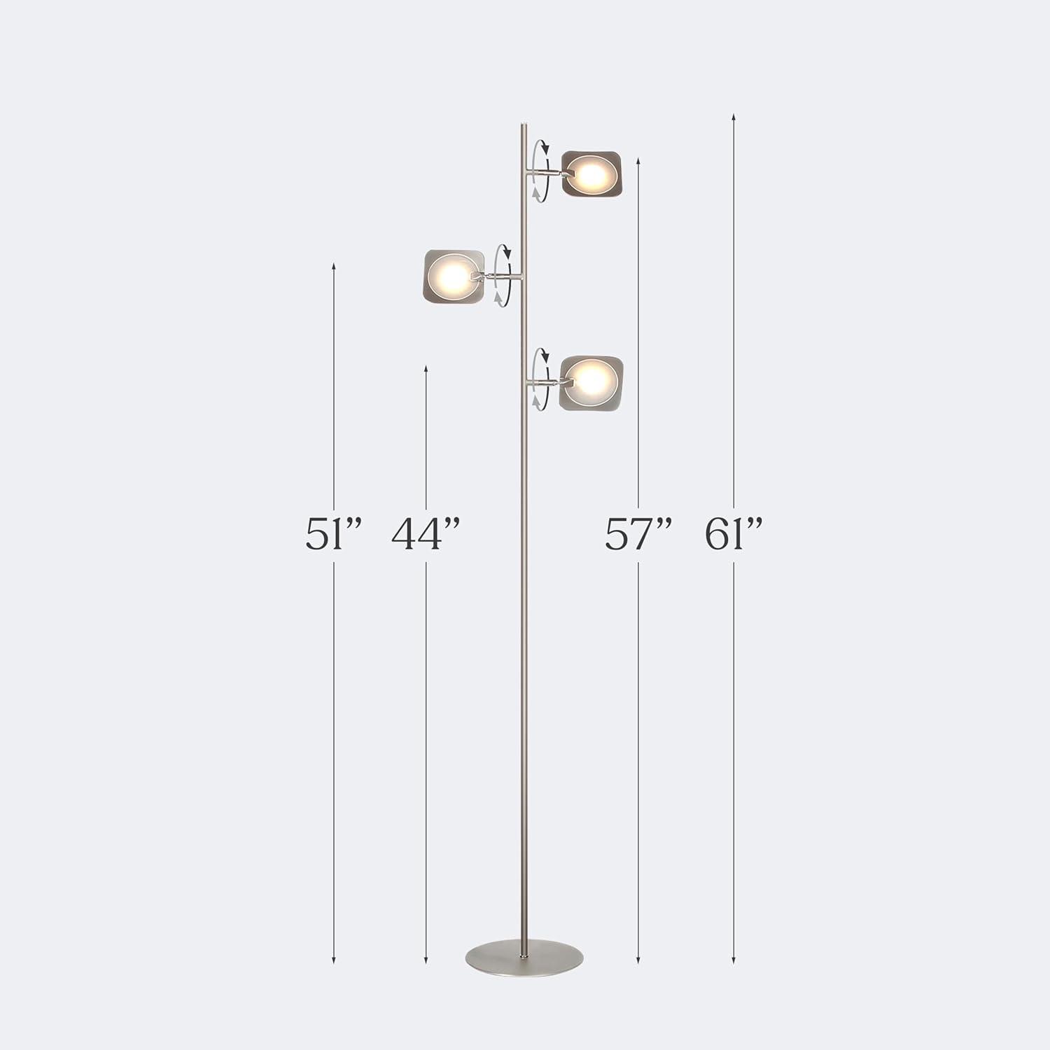 Brightech Tree Industrial LED 3-Way Dimming Floor Lamp with 3 Adjustable Spot Lights