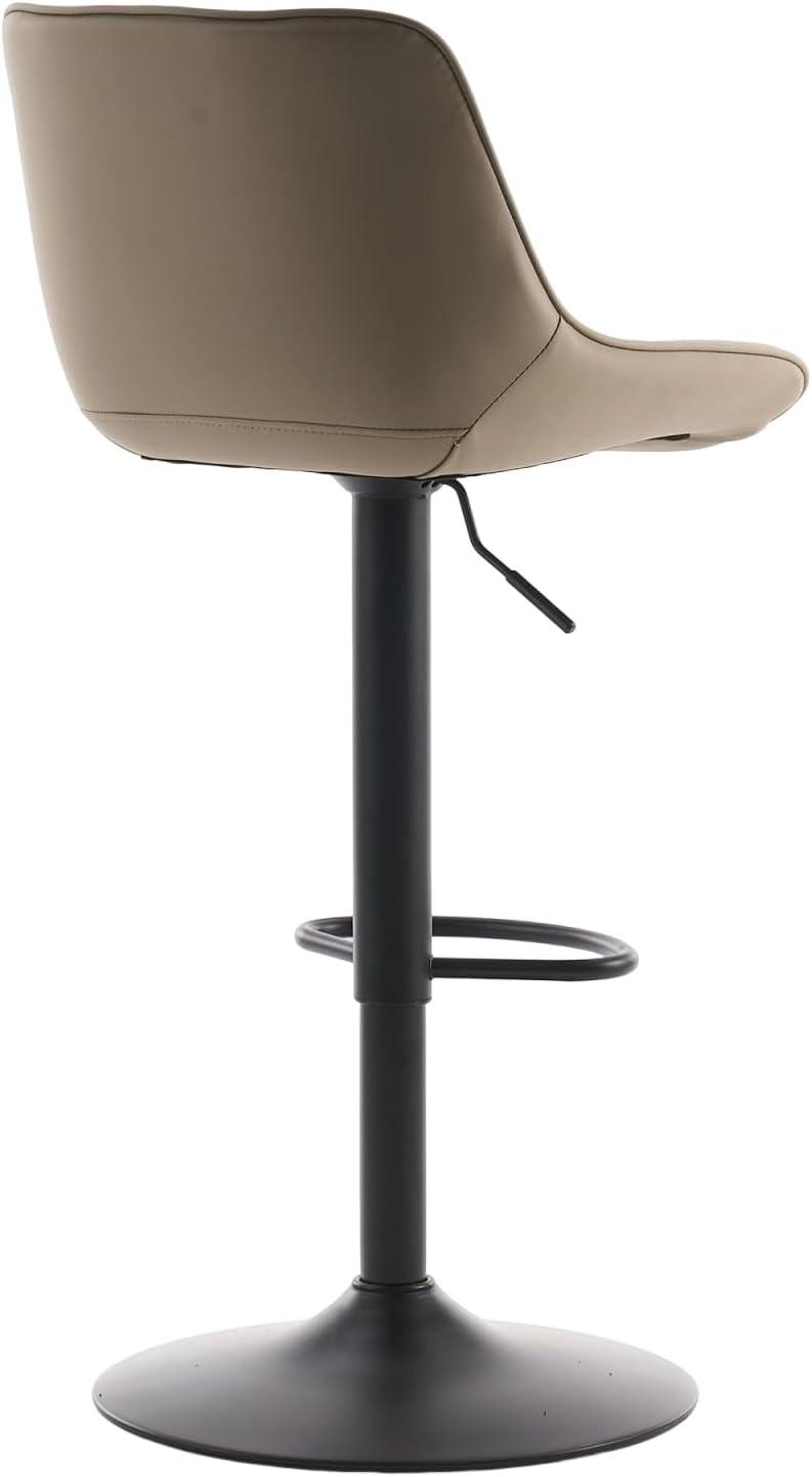 Khaki Adjustable Swivel Faux Leather Bar Stools with Metal Base