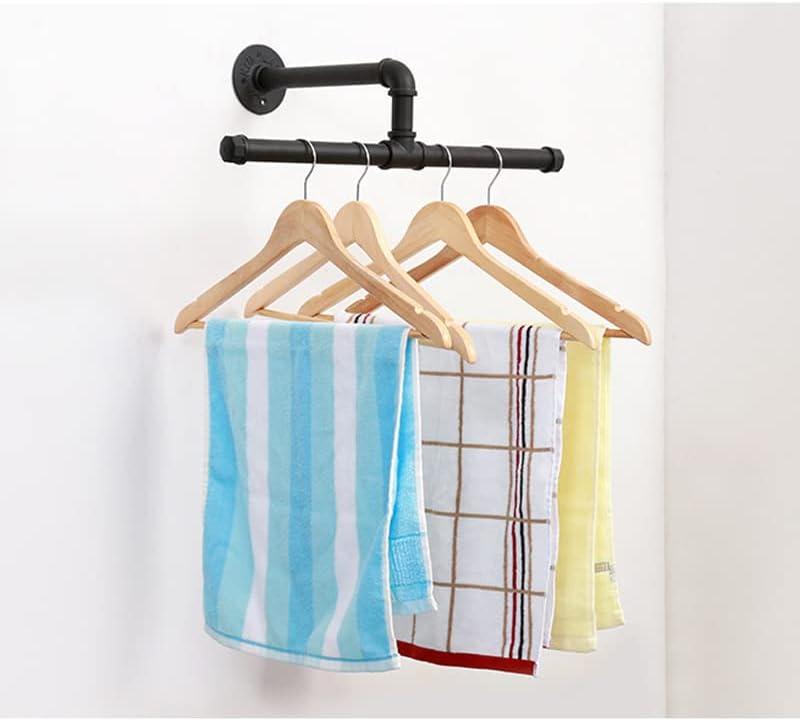 Black Industrial Pipe Wall-Mounted Clothes Rack