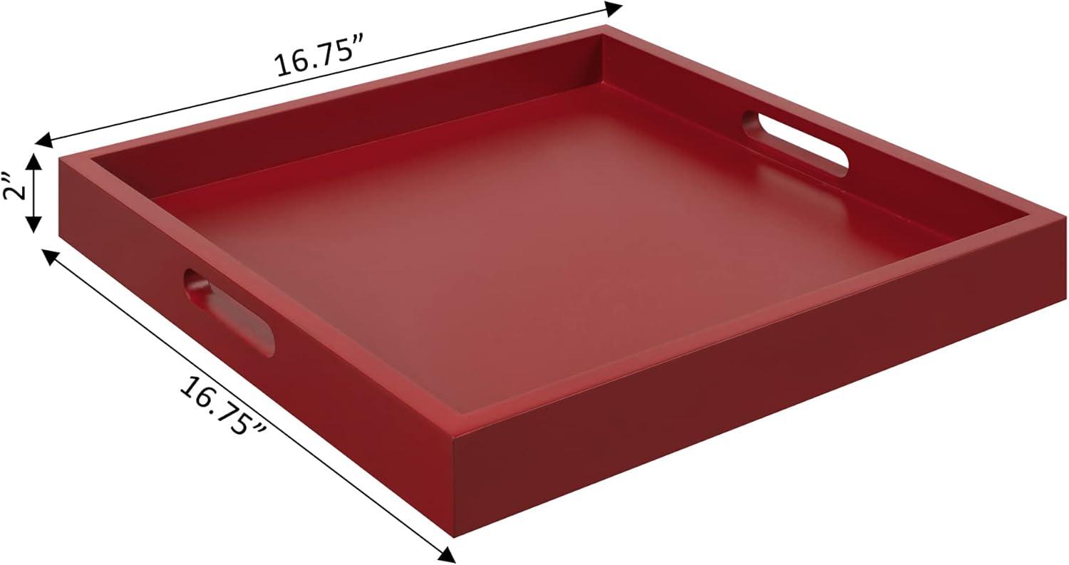 Convenience Concepts Palm Beach Tray in Red Wood Finish with Handles