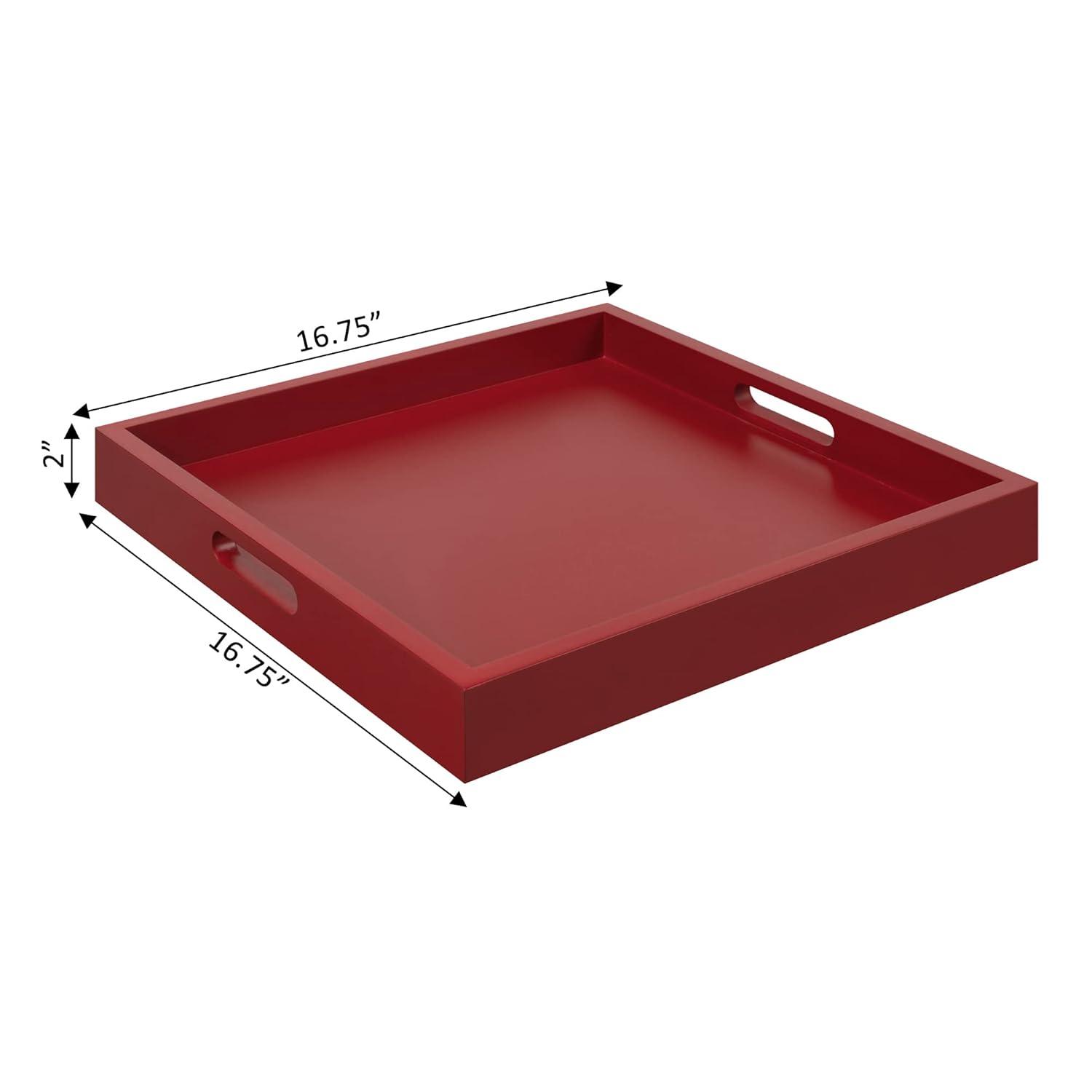Convenience Concepts Palm Beach Tray in Red Wood Finish with Handles
