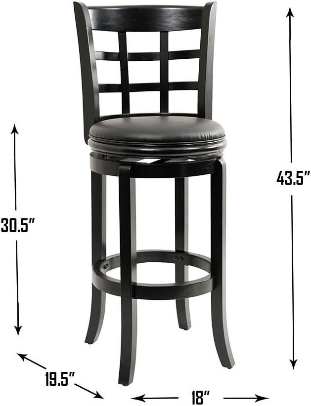 Kyoto 29" Black Swivel Barstool with Leather Seat