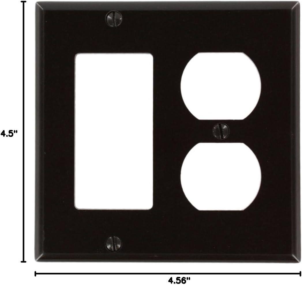 Brown Thermoset Plastic 2-Gang Combination Wallplate