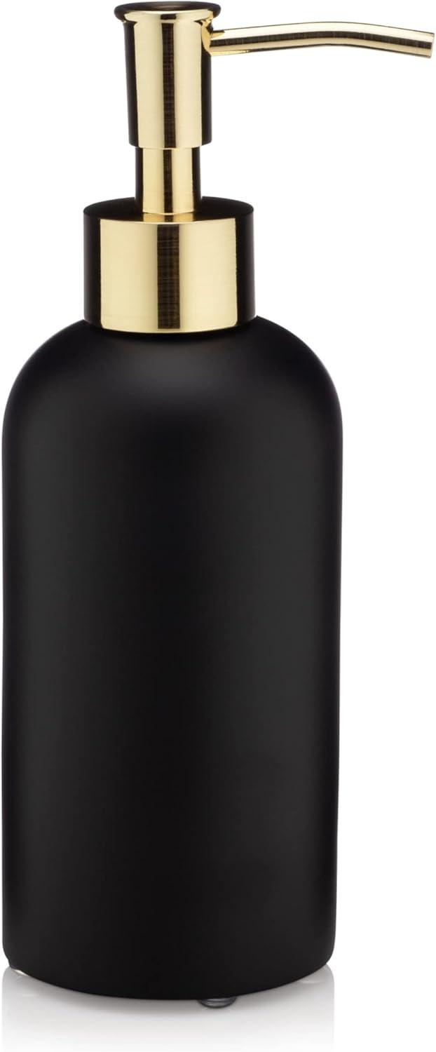 Matte Black Liquid Soap Dispenser with Gold Pump