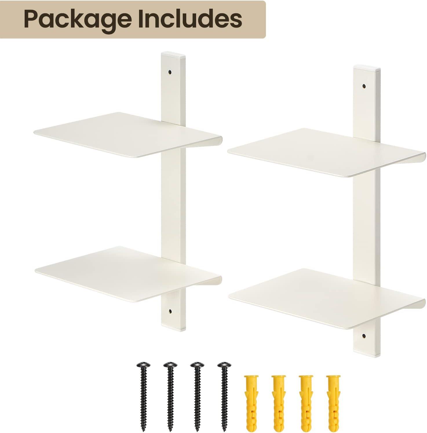 Invisible Floating Bookshelf For Wall Mounted, 4 Tier Vertical Spine Book Tower, 2 Pack White