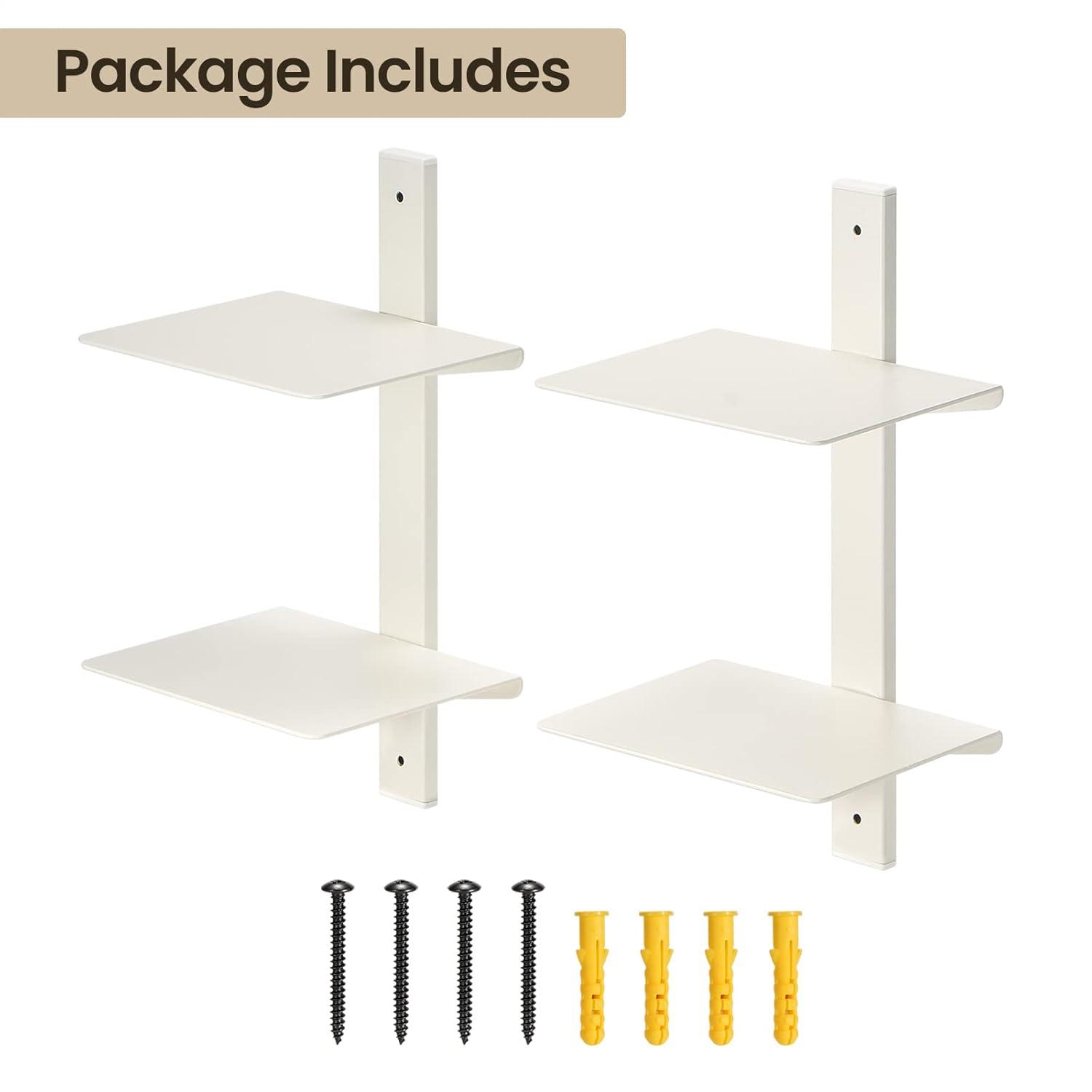 Invisible Floating Bookshelf For Wall Mounted, 4 Tier Vertical Spine Book Tower, 2 Pack White